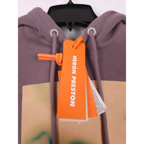 Heron Preston Men's Censored Graphic Logo Hoodie Cotton Grey Yellow Medium NWT - Picture 7 of 8